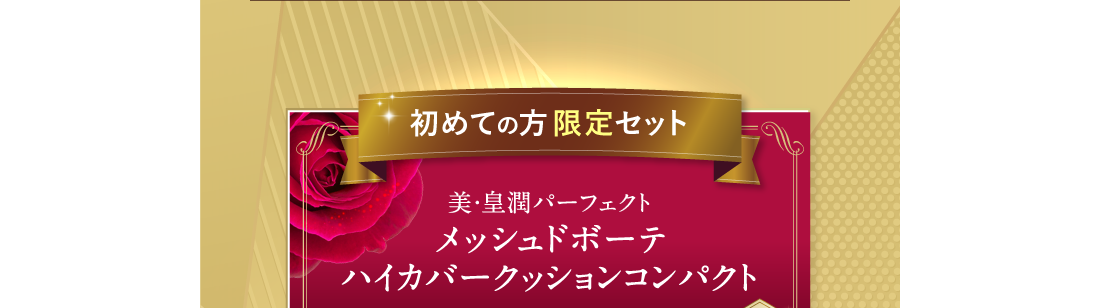 初めての方限定セット 美・皇潤パーフェクト メッシュドボーテ ハイカバークッションコンパクト