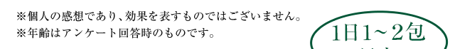 ※個人の感想であり、効果を表すものではございません。※年齢はアンケート回答時のものです。